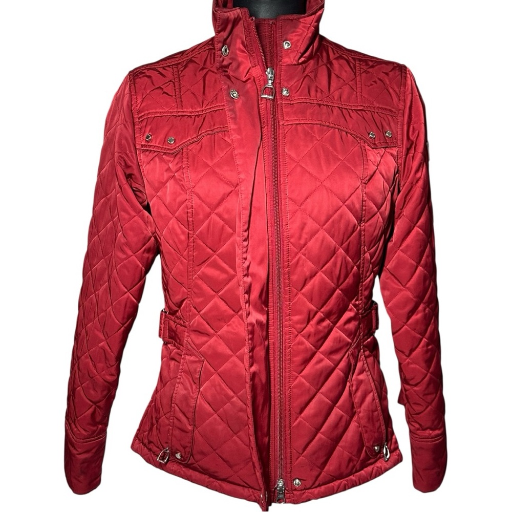 Ariat Red Quilted Jacket Women's Small Pockets Lined Full Zipper Snaps - Picture 2 of 15